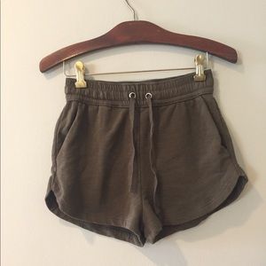 High waisted olive sweatshorts